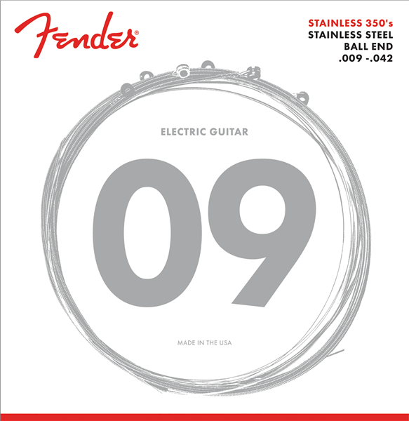 Fender 350's Electric Guitar Strings, Stainless Steel, Ball End, 350L 9-42