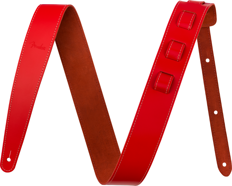 Genuine Fender 2" Essentials Leather Guitar Strap, Red, 099-0642-109