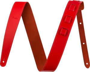 Genuine Fender 2" Essentials Leather Guitar Strap, Red, 099-0642-109
