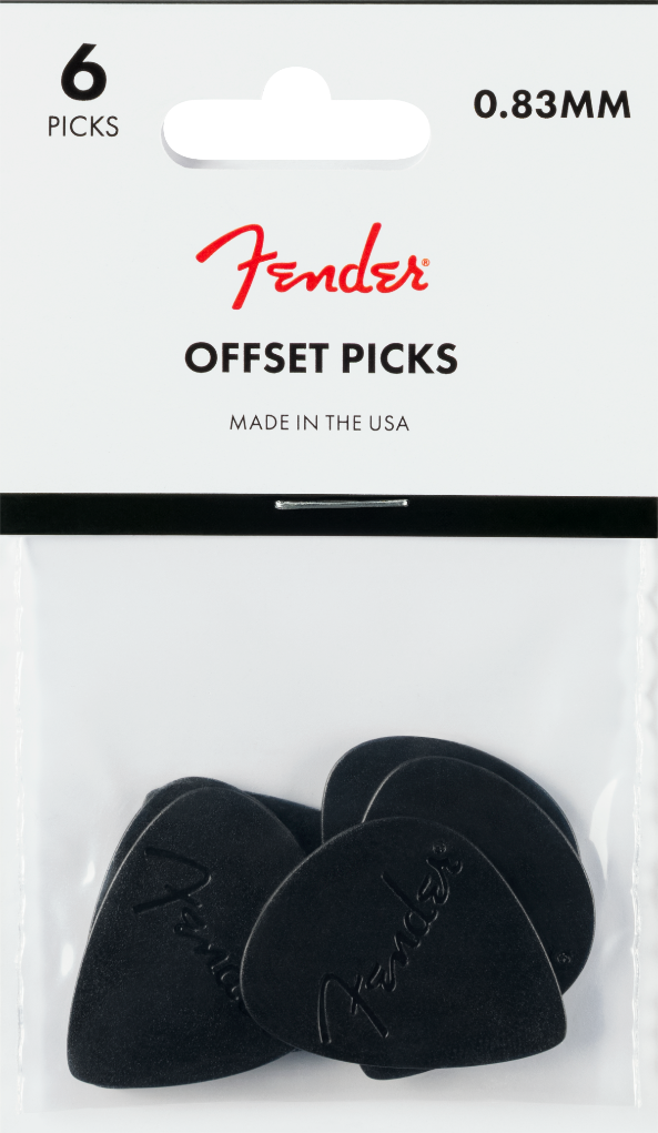 Genuine Fender Offset Guitar Picks, Black (Set of 6)