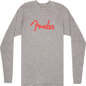 Genuine Fender Spaghetti Logo Long-Sleeve T-Shirt, Heather Gray, XL, EXTRA LARGE