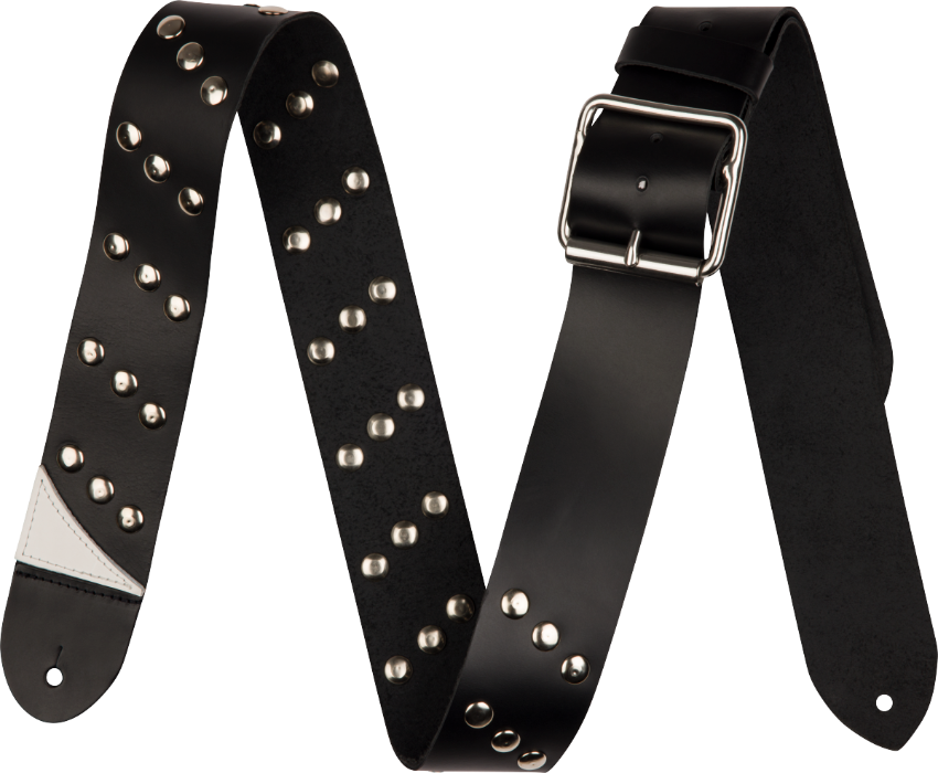 Jackson Studded Leather Guitar Strap, Adjustable, Black, 2.5" Wide