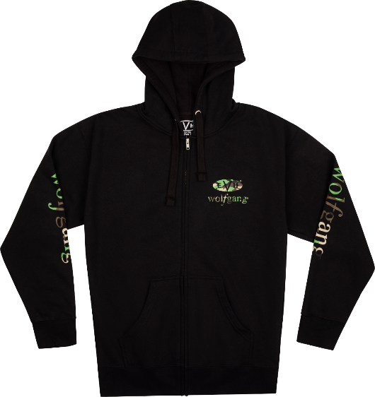 EVH Eddie Van Halen Wolfgang Black and Camo Zip-Up Hoodie Sweatshirt, Large (L)