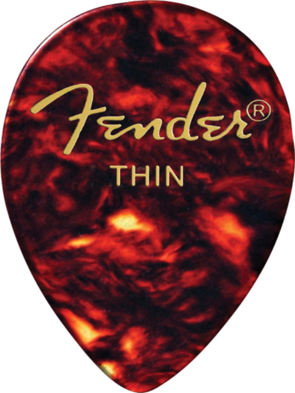 Genuine Fender 358 Shape Guitar Picks, Celluloid, Shell, Thin (12 Pack)