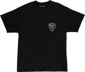 Genuine Fender Guitar Pick Patch Pocket Tee Shirt, Black, X-Large (XL)