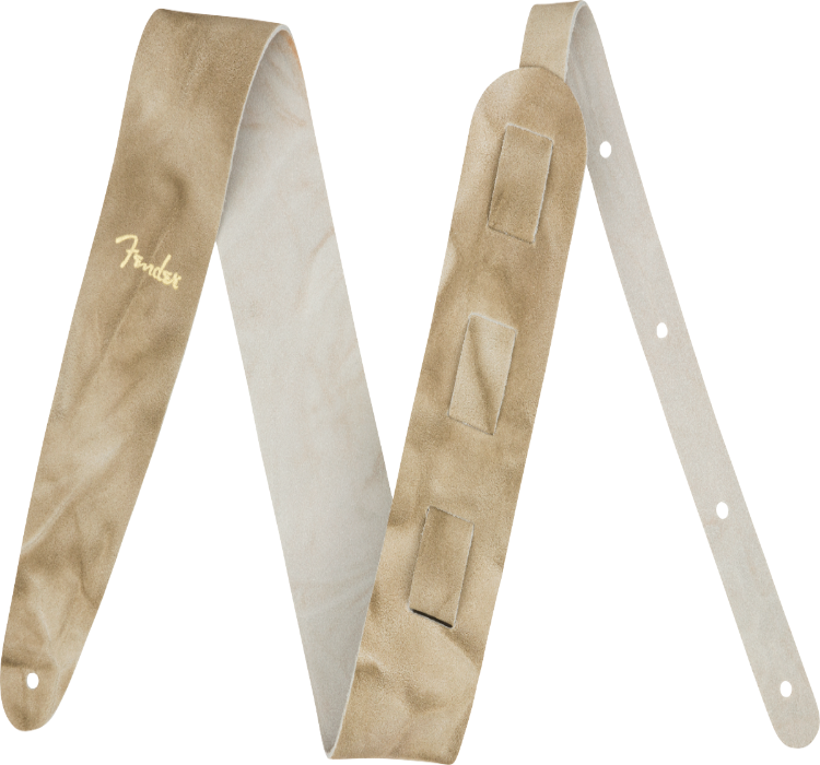 Genuine Fender Tie Dye Leather Guitar Strap, Natural, 2" Wide