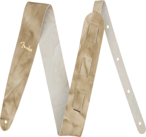 Genuine Fender Tie Dye Leather Guitar Strap, Natural, 2" Wide