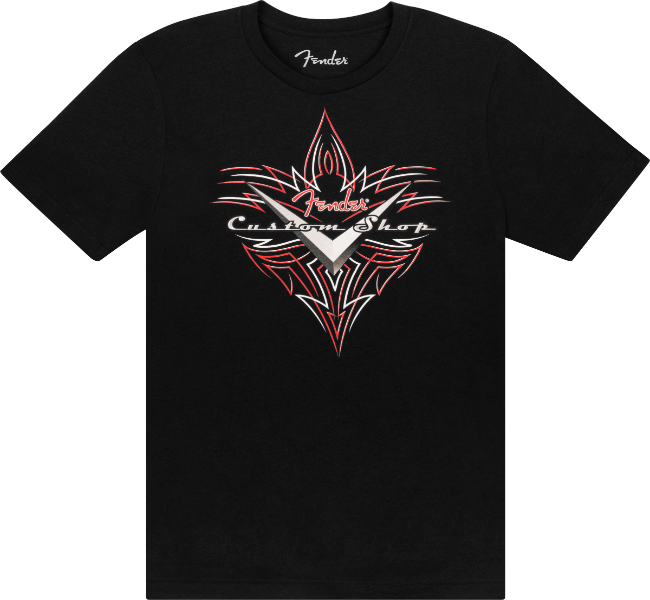 Fender Guitars Custom Shop Pinstripe Tee T-Shirt, Black, S, Small