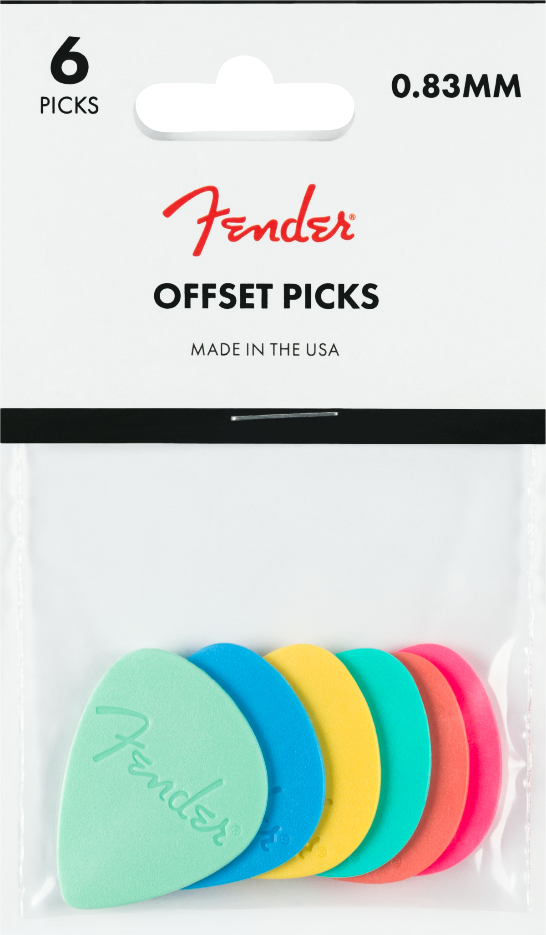 Genuine Fender Offset Guitar Picks, Multi-Color (Set of 6)