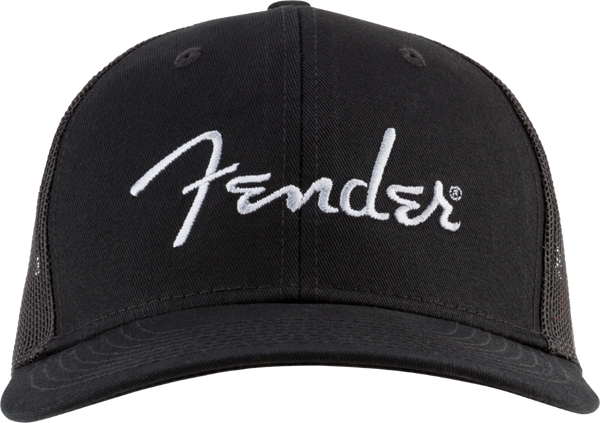 Genuine Fender Guitars Silver Thread Logo Snapback Trucker Hat, Black, One Size