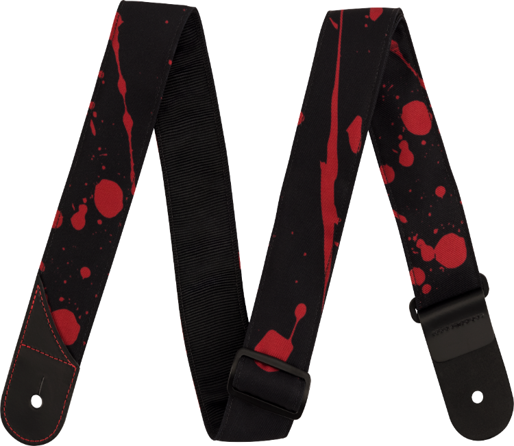 Jackson Guitars Blood Splatter Guitar Strap, Black and Red, 2" Wide