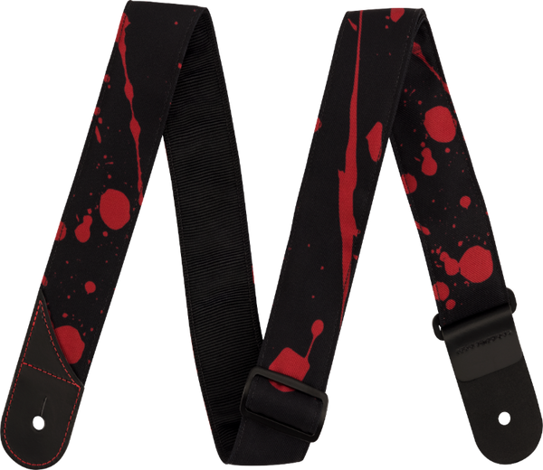 Jackson Guitars Blood Splatter Guitar Strap, Black and Red, 2" Wide