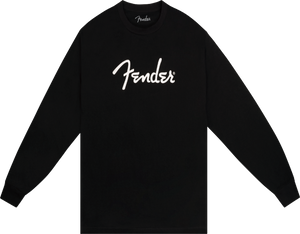 Fender Guitars Spaghetti Logo Long-Sleeve Tee T-Shirt, Black, S, Small