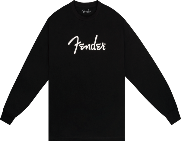 Fender Guitars Spaghetti Logo Long-Sleeve Tee T-Shirt, Black, XL, EXTRA LARGE