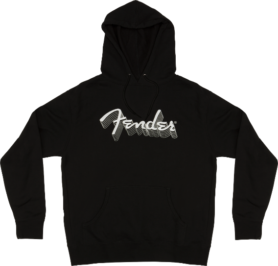 Genuine Fender Guitars Reflective Logo Hoodie Sweatshirt, Black, S, Small