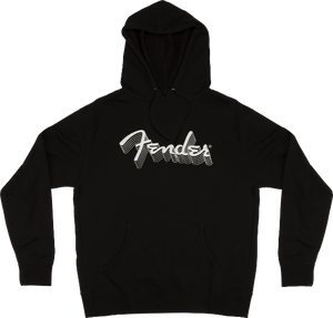 Genuine Fender Guitars Reflective Logo Hoodie Sweatshirt, Black, XL, X-Large