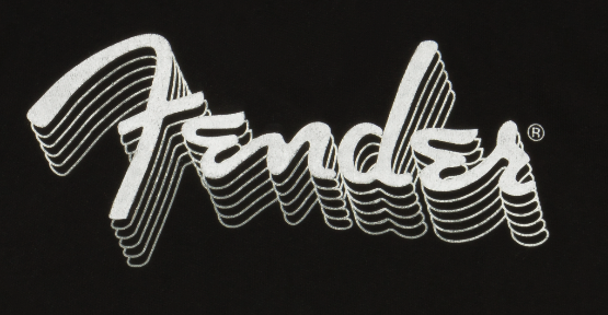 Genuine Fender Guitars Reflective Logo Hoodie Sweatshirt, Black, L, Large