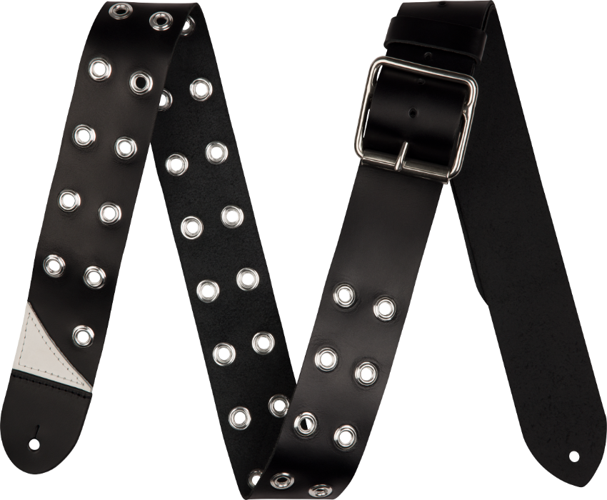 Jackson Grommet Leather Guitar Strap, Adjustable, Black, 2.5" Wide
