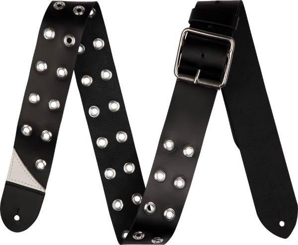 Jackson Grommet Leather Guitar Strap, Adjustable, Black, 2.5" Wide