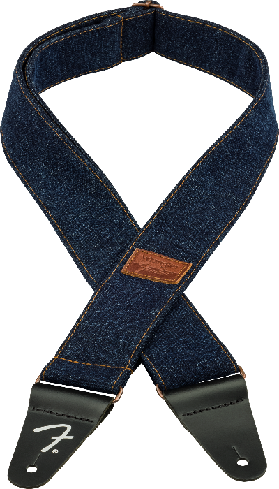 Fender x Wrangler Riveted Denim Guitar Strap, Dark Indigo