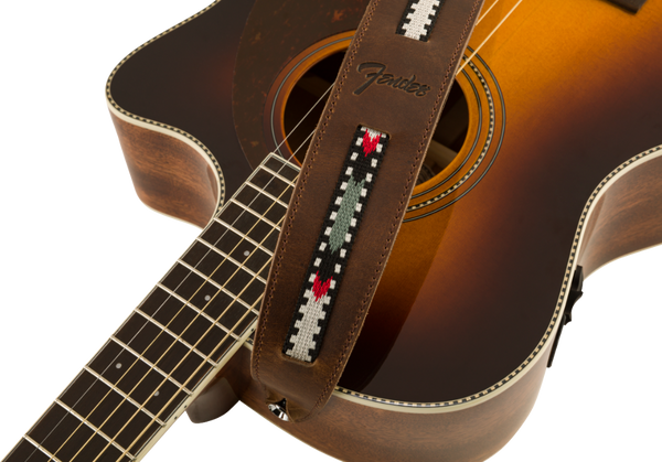 Genuine Fender Paramount Acoustic Guitar Leather Strap, Brown - 099-0612-021
