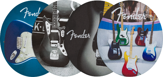 Genuine Fender Guitar Coasters, 4-Pack, Multi-Color Leather, Musician Gift