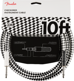 Genuine Fender Pro 10' ft Instrument/Guitar/Bass Cable, Woven  Checkered