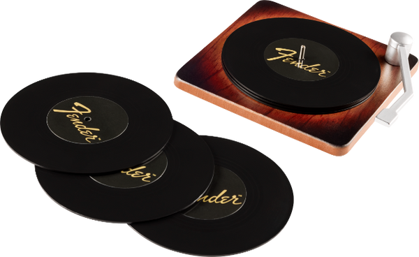 Genuine Fender Sunburst Turntable Coaster Set Gift, 6-Pack