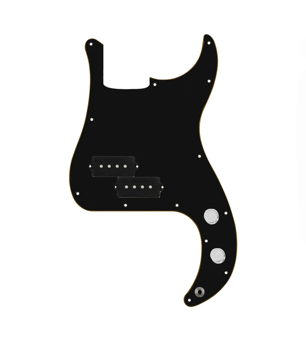 920D Custom Precision Bass Loaded Pickguard With Drive (Hot) Pickups, Black Pickguard, and PB Wiring Harness