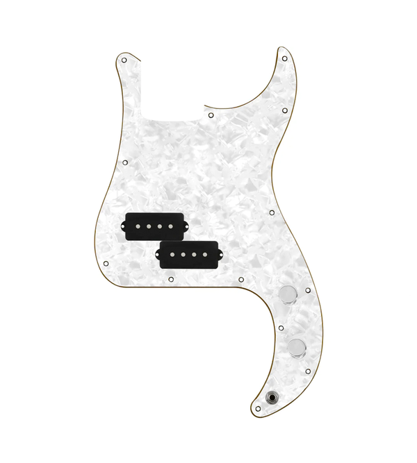 920D Custom Precision Bass Loaded Pickguard With Drive (Hot) Pickups, White Pearl Pickguard, and PB Wiring Harness