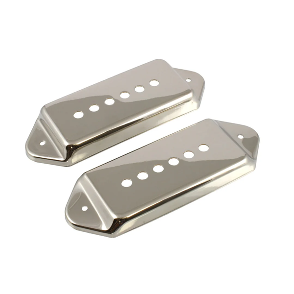 Allparts P-90 Metal Pickup Covers with Dog Ears, NICKEL, Set of 2
