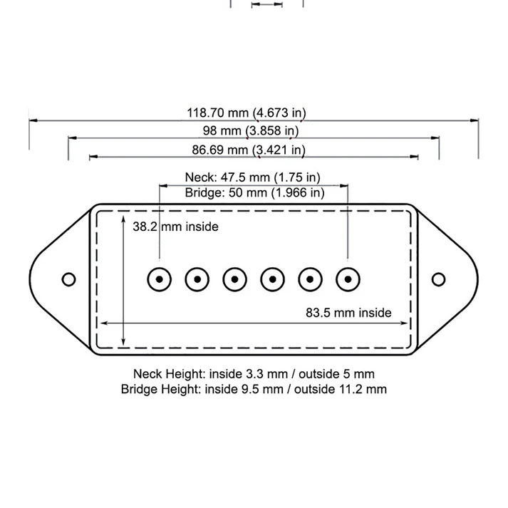 Allparts P-90 Metal Pickup Covers with Dog Ears, NICKEL, Set of 2