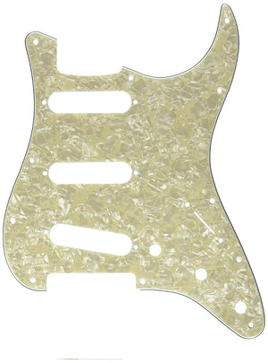 Genuine Fender Modern Standard 4-Ply Strat Pickguard - AGED WHITE MOTO PEARLOID