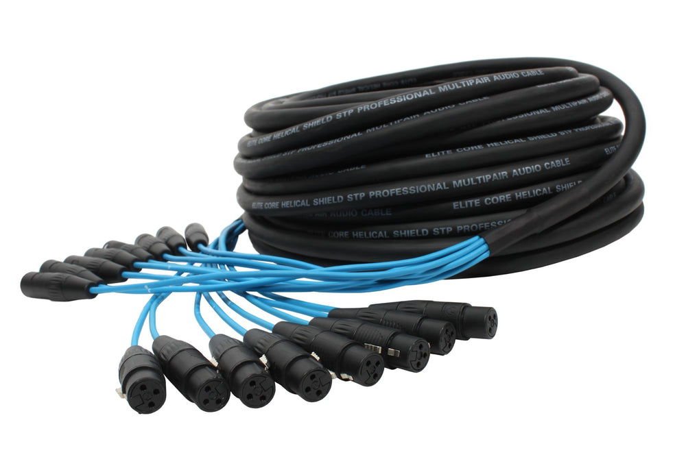 Elite Core 8 Channel 100' ft Fan-to-Fan Audio Cable XLR Stage Snake - PEX8100