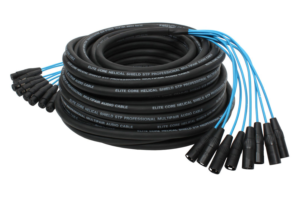 Elite Core 8 Channel 100' ft Fan-to-Fan Audio Cable XLR Stage Snake - PEX8100