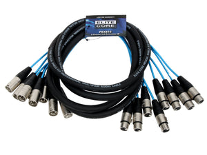 Elite Core 8 Channel 10' ft Fan-to-Fan Audio Cable XLR Stage Snake - PEX810