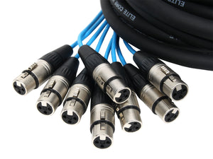 Elite Core 8 Channel 30' ft Fan-to-Fan Audio Cable XLR Stage Snake - PEX830