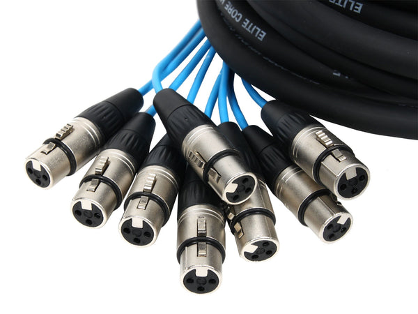 Elite Core 8 Channel 30' ft Fan-to-Fan Audio Cable XLR Stage Snake - PEX830