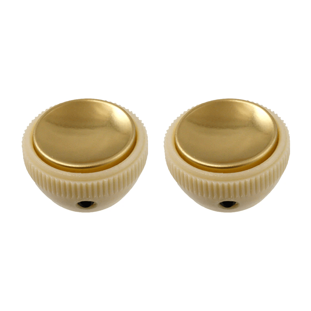 Allparts Vintage Hofner Bass Style Guitar Tea Cup Knobs, Set of 2, Cream & Gold