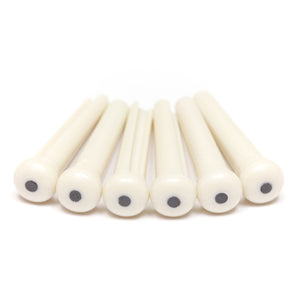 Graph Tech TUSQ Martin Style WHITE Acoustic Guitar Bridge Pins, BLACK DOT