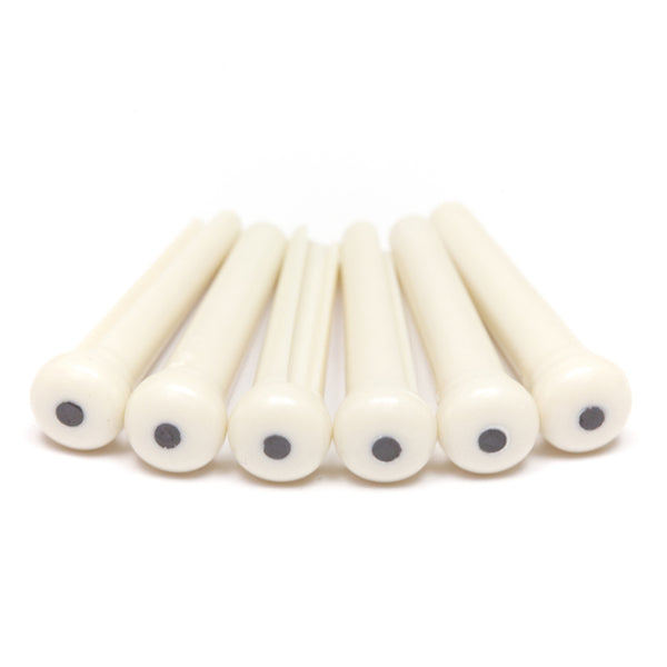Graph Tech TUSQ Martin Style WHITE Acoustic Guitar Bridge Pins, BLACK DOT