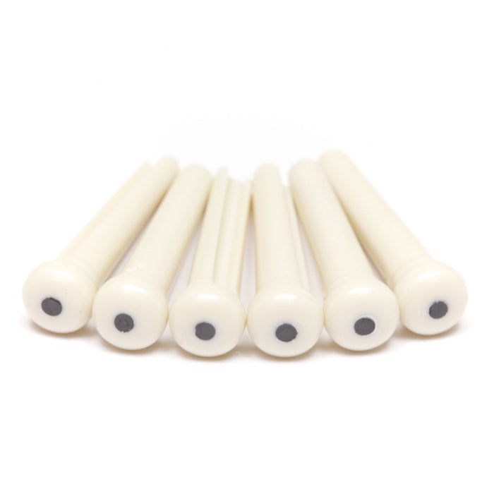 Graph Tech TUSQ Martin Style WHITE Acoustic Guitar Bridge Pins, BLACK DOT