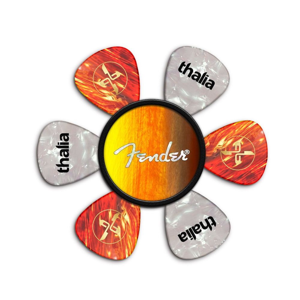Thalia X Fender Pick Puck, Guitar Pick Holder, Sunburst/White Spaghetti Logo