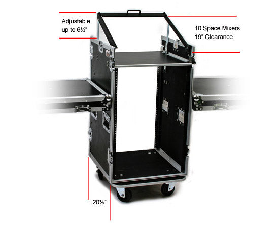 OSP PRO19 16-Space ATA Mixer Rack Road Tour Case with Standing Table Lids