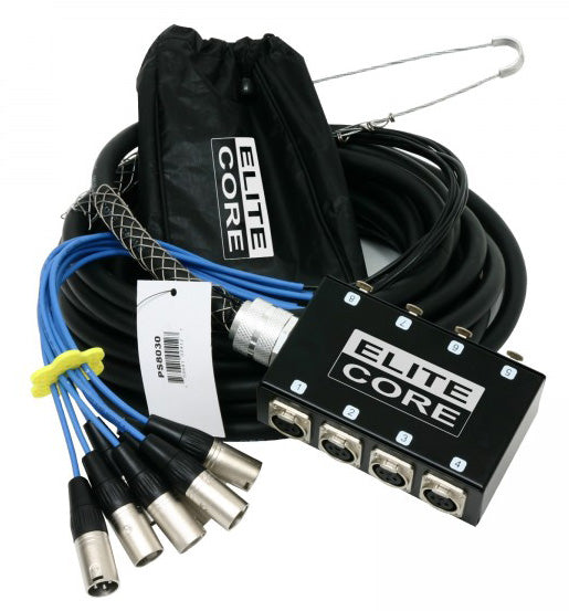 Elite Core 8 Channel 30' ft Pro Audio Stage Cable XLR Mic Sub Snake - PS8030