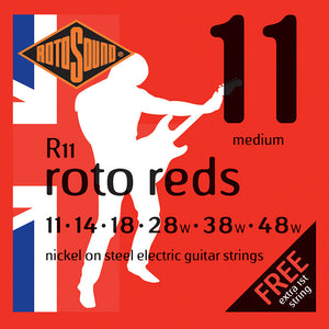 Rotosound R11 Roto Reds 6-String Electric Guitar Strings, 11-48