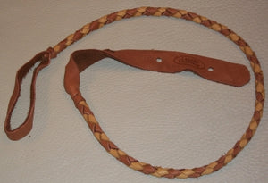 Lakota Leathers 43" Braided Round Elk Mandolin Strap, Tan/Tobacco