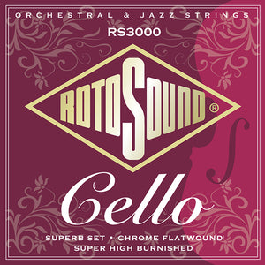 Rotosound RS3000 Chrome Flatwound Cello String Set, 22-63
