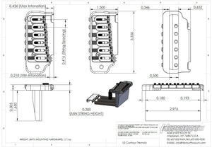 Hipshot 42100VC 2-Point Countour CHROME Tremolo Kit for Fender USA Stratocaster