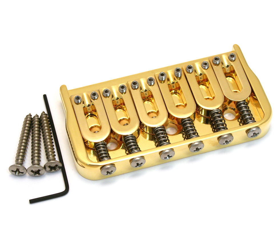 Hipshot 41065G 6-String Hardtail Fixed Electric Guitar Bridge .175" - GOLD